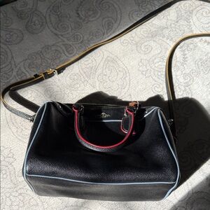 Coach Black Crossbody Bag with Red and Blue Trim